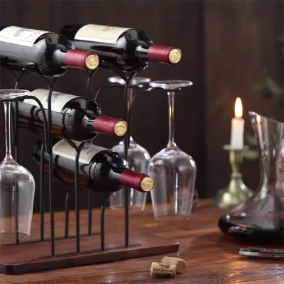 Display Bar Red Wine Rack Glass Cup Hanging Storage Holder Elegant Wine Bottle Holder