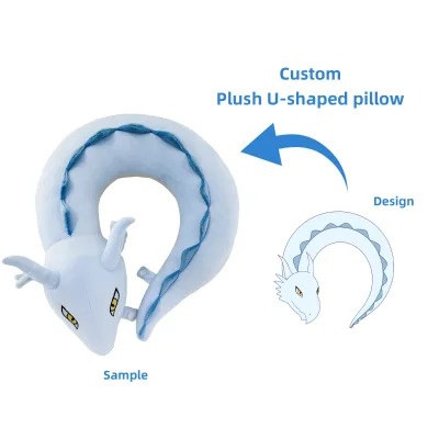 Portable Cartoon Dragon Memory Foam Plush Cushion Cover Custom Neck Support Travel Adjustable U-shaped Neck Pillow