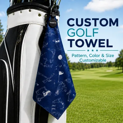 Factory Custom NewDesign Microfiber Waffle Golf Towels Waffle Weave Magnetic Golf Towel With Hook