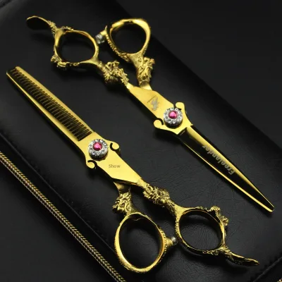 60-inch Shenxingzhe Golden Sword-Shaped Dragon-Handle Hairdressing Scissors Straight-Cutting Toothed Thinning Shears Model 07-02