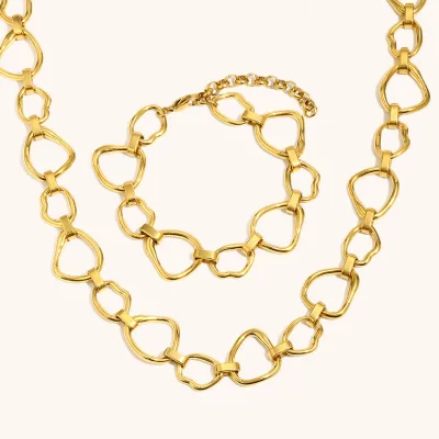 Europe and America Hot Selling Stainless Steel Plated 18K Gold Fashionable Personalized Versatile Handmade Necklace for Women