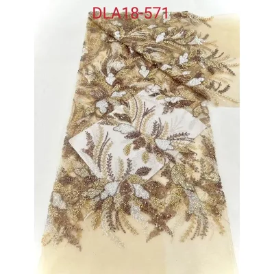 Fashion Fabric Heavy Handmade Embroidery Beaded Bridal Lace Fabric Colorful Beaded Lace Fabric for Wedding Evening Dress