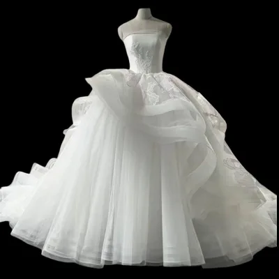 Tube Top Lace Wedding Dress Style Bride Pregnant Women's High-end Texture Floor-Length Large Size Slimming Customized