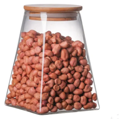 High Borosilicate Kitchen Sealed Glass Jars Coffee Bean Storage Jar With Wood Lid