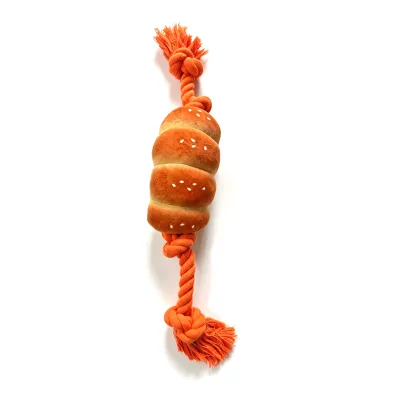 Creative Bread-shaped Gnawing Sound Knot Toy Ultra-soft Crystal Bite-resistant Abrasion-proof Pet Chew Toy Interactive Pet