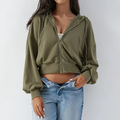 New Anti-Shrink Casual Drawstring Full Zipper Hoodie Fashion Loose Sports Oversize Polyester Cotton Knitted Long Sleeve