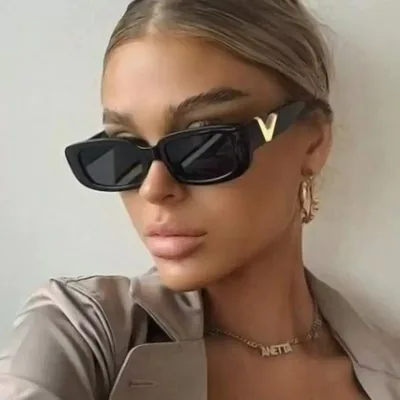 New Small-Frame Square Sunglasses European American Retro Instagram-Style Influencer Glasses UV400 Protection Women Full Frame