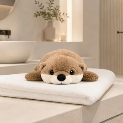Weighted Sea Otter Plush Toy with Soft Faux Fur Flat Lying Marine Stuffed Animal for Anxiety Relief and Emotional Support