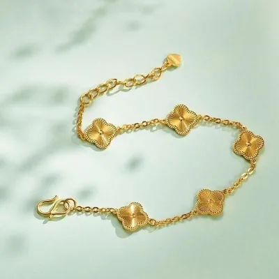 18K Gold Plated Four Leaf Clover Bracelet Wholesale Light Luxury Ins Style Lucky Clover Jewelry for Women Lucky Jewelry Gift