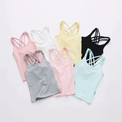 Summer T Shirt for Girls Candy Color Children Tops Teenage Clothes Cotton Kids T-shirts Camisole Baby Undershirt