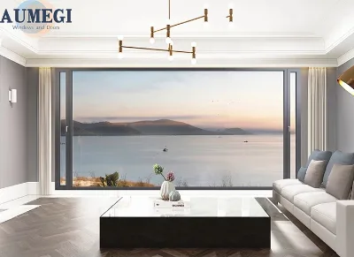 AUMEGI European Style Soundproof Aluminum Casement Window with Tempered Glass Modern Design Swing Open for Exterior Use