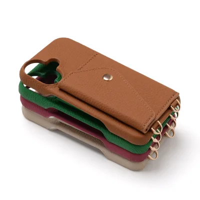 Fashion Brown Leather Phone Case with Card Slots for Phone 17 16 15 Pro Max Plus Mobile Phone Cover Shell