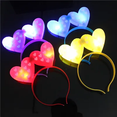 Light up Headband Flashing LED Heart Led Hair Band for Party