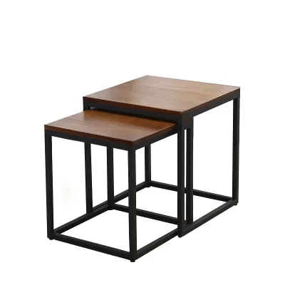 Design Home Nest Wooden square Table With Metal Frame 1 Sets