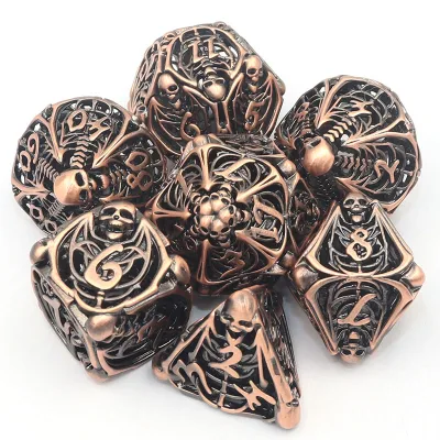 7-Piece Black Silver Metal Hollow Dice Pure Copper DND Game Pure Copper DND Game 7-Piece Black Silver Metal Hollow Dice Dice