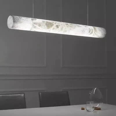 Customizable Luxury Modern French Alabaster LED Chandelier Rectangle Shape Marble Ceiling Light for Restaurant Villa Bar