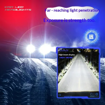 Car LED Lens Headlight H4 Integrated High/Low Beam IP68 Waterproof 6000LM White Light 6000K for Motorcycles