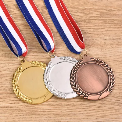 Custom Blank Gold Silver Bronze Medals Sublimation Blanks Medal Engrave Sports Marathon Run Medals with Ribbon