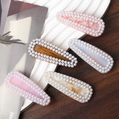 Korean Crystal Feminine Hair Accessories Pearl Hair Clip Top Bow Hairpin for Girls for Party Inspired by Internet Celebrities