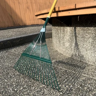 Efficient Hand Rake with Tempered Steel Tines Garden Leaf and Debris Collector for Lawn and Yard Grass Raking
