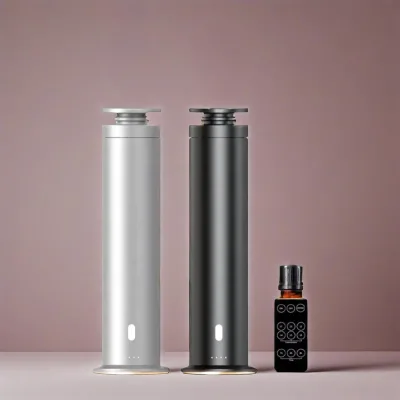 Luxury Hotel Studio Scent Diffuser Machine Cylindrical Silver Black Waterless Large Space Essential Oil Tower Aroma Diffuser