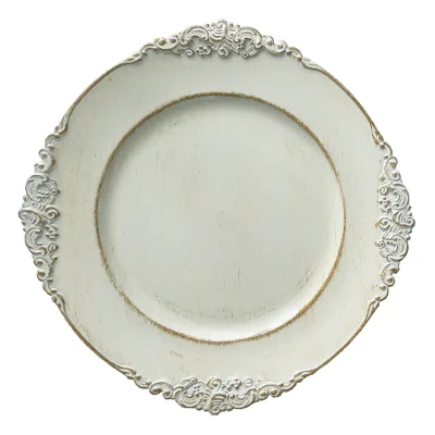 New Arrival Clear Plastic Charger Plates Acrylic Wedding Decorative Service Plate with Gold Silver Reef Cloud Rim