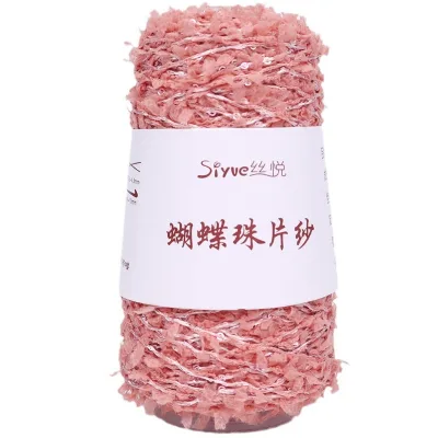 100m/50g 29 Color Sequin Butterfly Paper Fancy Yarn DIY 100% Polyester Yarn