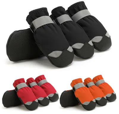 High Quality Waterproof Luxury Black Color Breathable Anti-skid Pet Dog Shoes