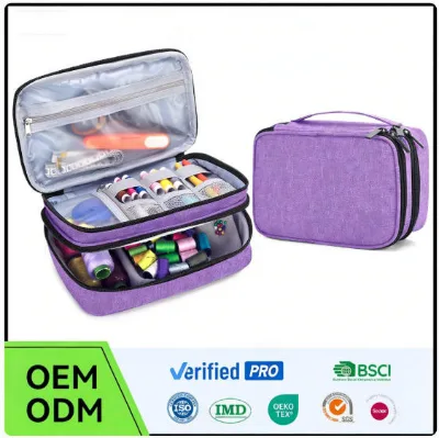 Multifunction Portable Double Layers Travel Embroider Sewing Kit Box Thread Sewing Supplies Organizer Case Storage Tool Bag