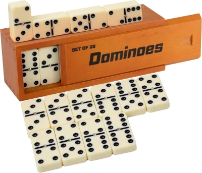 Vintage Dominos Set for Adults, Jumbo Size Double 6 Dominoes Set Double Six Thick Size Domino with Spinner 28 Tiles