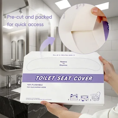 JIAXIN Disposable 2-Layer Paper Toilet Seat Covers Flushable Wood Pulp Travel Hotel Hospital Toilet Cushion Custom Logo