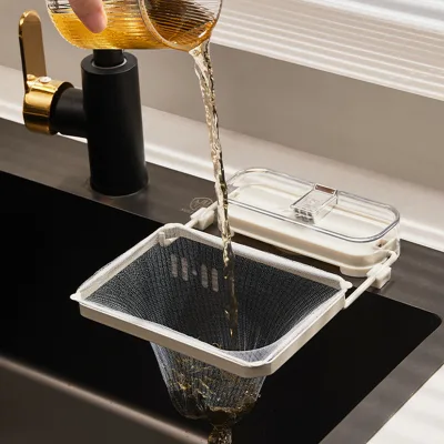 Kitchen Sink Corner Residue Drain Strainer Foldable Rack Kitchen Sink Hanging Filter Basket Storage Mesh Bag