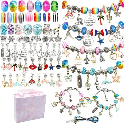Mega Bracelet Making Set 127 Pcs Charms Beads Dangles Jewelry Making Supplies for Girls Best Christmas Gift DIY Crafts