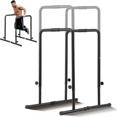 Steel Dip Bars 440 Lbs Capacity Heavy Duty Adjustable Height Fitness Workout Strength Training Home Gym Parallel Bars