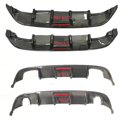 Carbon Fiber LED Rear Bumper Lip for Volkswagen Golf 7.5 MK7.5 GTI R 2017-2019 Lower Spoiler Car Body Kits