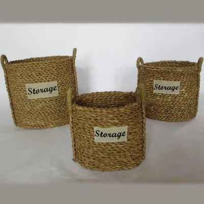 Wholesale Handmade Flower Basket Natural Straw Flower Basket for Planter