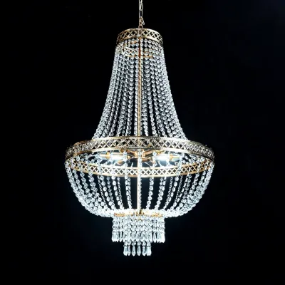Large Empire Style Gold Metal Crystal Chandelier Wedding Stage Ceiling Hanging Light for Restaurant Ballroom Party Rental Decor