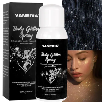 OEM/ODM Glitter Spray Private Label Custom Body Shimmer Powder Hair Spray Quick-Drying Highlighter Glitter Spray Hair and Body
