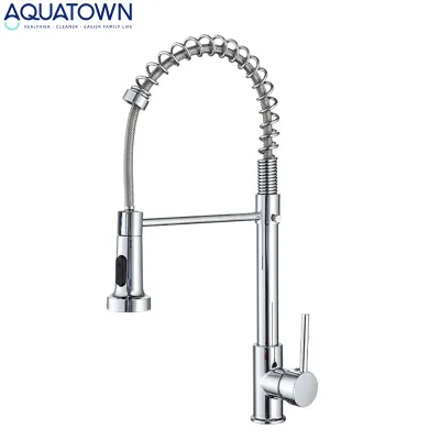 304 Stainless Steel Single Handle Deck Mounted Kitchen Faucet with Pull Spray Ceramic Valve Core Black Finish OEM/ODM Available