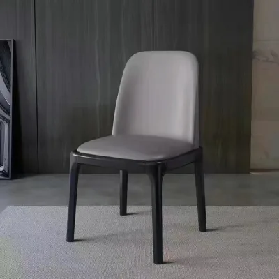 Custom Minimalist Rubberwood PU Leather Dining Chairs for Kitchen Living Room Home Office Dinning Room Solid Indoor Apartment