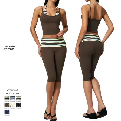 New Women's Yoga Top and Wide-Leg Pants Sports Suit with High Elasticity and Breathable Pilates Training Fitness set