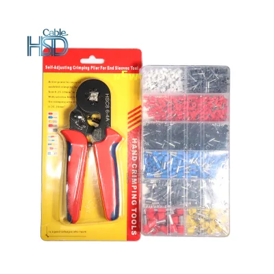 Colorful Handle Lever Clamp Crimping Pliers Kit 1200 Pcs Set of Stainless Steel Insulated Terminals Pins Wire Ferrules
