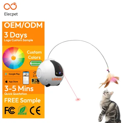 Elecpet 10000mAh AI Smart Pet Companion Robot With 2K Camera Laser Feather Teaser Pet Automatic Interactive Companion for Pet