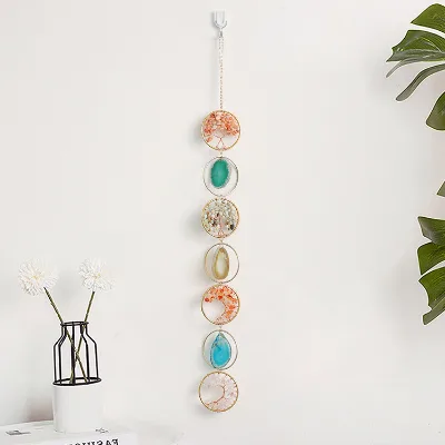 Handmade Agate Stones Healing Crystals Tree of Life Wall Hanging Ornament Good Luck Home Decoration