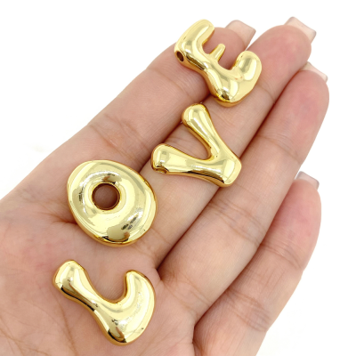 Gold Plated Chunky Initial Alphabet Necklace Charms Thickness Brass Letter Charms