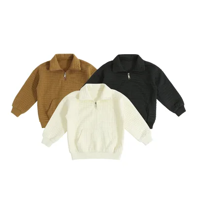 Fashion Design Kids Infant Baby Long Sleeve Zipper Pullover Sweatshirt Children's Cotton Clothes Tops Baby Sweatshirts