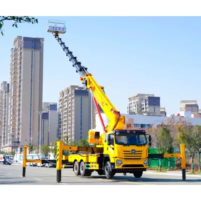 Mobile 65M Trailer-Mounted Cherry Picker for Street Light Repair in Algeria Straight Boom Aerial Work Vehicle