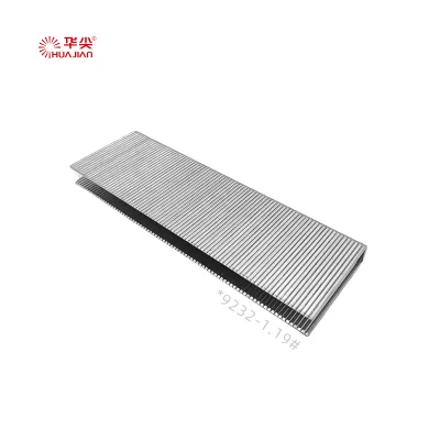 Huajian Fasteners Manufacturer 92 Series 32mm 18 Gauge Zinc Plated Smooth Upholstery Staples Pin for Fixed Light Steel Keel