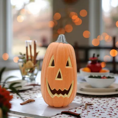 Halloween LED Pumpkin Lights HDPE Material Customizable Logo & Color Festive Party Decorations