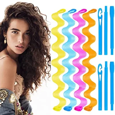 12pcs One Set Heatless Hair Roller 55cm Big Wave Ribbon Hair Roller for Women
